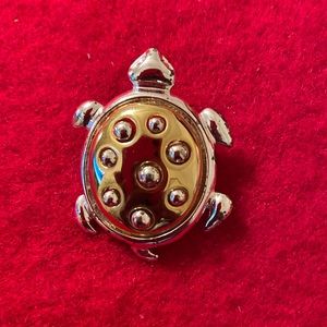 Vintage Danecraft Turtle Brooch Pin- Silver Gold Tone- 2” Length